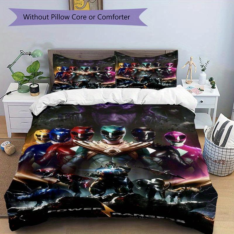 3pcs Power Rangers Themed Design Quilt Set - Soft and Comfortable Bedroom, Guest Room and Dorm Decor Bedding Set 1 Quilt Cover + 2 Pillowcases.F063