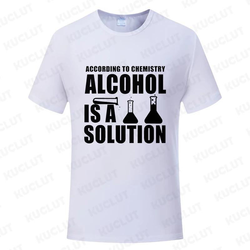 Funny Chemistry Nerd Science Alcohol Solution Male T-Shirt Tees for Men Casual T Shirts Fashion Summer Tshirts Top Teacher Gifts