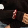 SHIXIN Punk Chunky Acrylic Wide Cuff Bracelet Ring Women Vintage Geometric C-shaped Opening Bangle Finger Rings Party Jewelry