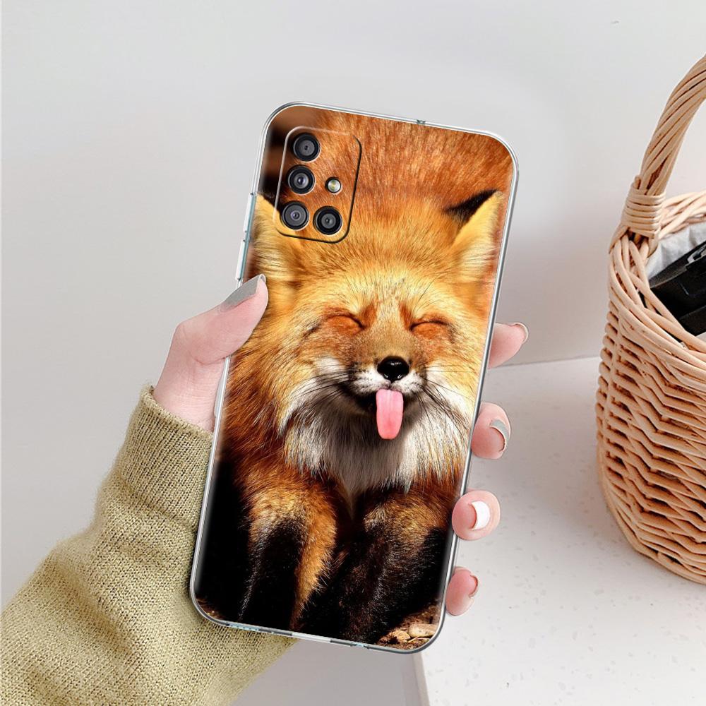 Cute cartoon animal fox Phone Case For Samsung Galaxy A51 A71 A21S A12 A11 A31 A41 A52 A32 5G A72 A01 A50 A70 Soft Clear Cover