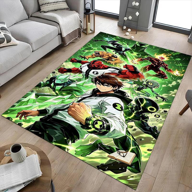 1pc Ben Alien Force Carpet for Playroom Bedroom Living Room Sofa Home Decor,kids Game Area Rug Non-slip Floor Mat Y73033