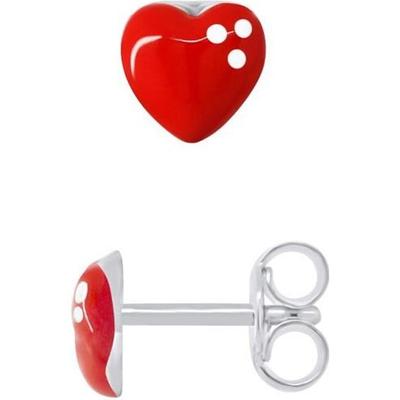 Earrings - LÉA &; ARTHUR - Red Heart - 925 Silver - Red Enamel - Pushchair System