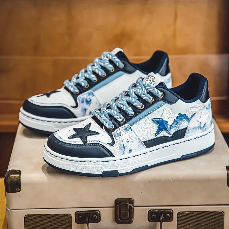 

Мужская обувь с цветными блоками, популярный брендовый дизайн, модная и универсальная, нескользящая спортивная обувь для активного отдыха, искусственная кожа 44 синий