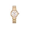 L Series Stainless Steel Pink Gold-plated Case Cowhide Strap Fashion Casual Waterproof Light Quartz Women's Watch Mother-of-pearl D EM1073-85Y