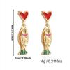 Simple Small Heart Drop Earrings for Women Creative Gold Color Enamel Fish Earrings Bohemia Beach Summer Holiday Jewelry