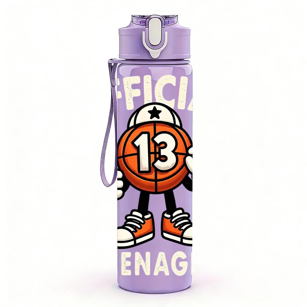 1PC Number 13 Teenager Mascot Figure 750ml Color Plastic Water Bottle Leakproof Flip Straw Lid For Sports Office Home Use