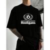 Hooligans Letter Printed T-shirt- Soft, Breathable, Comfortable, Suitable for All Seasons- Regular Fit, PLUS SIZE