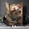 Mythical Powerful Warrior Pattern Flannel Printed Blanket Suitable for All Seasons Suitable for Living Room Office Sofa Travel
