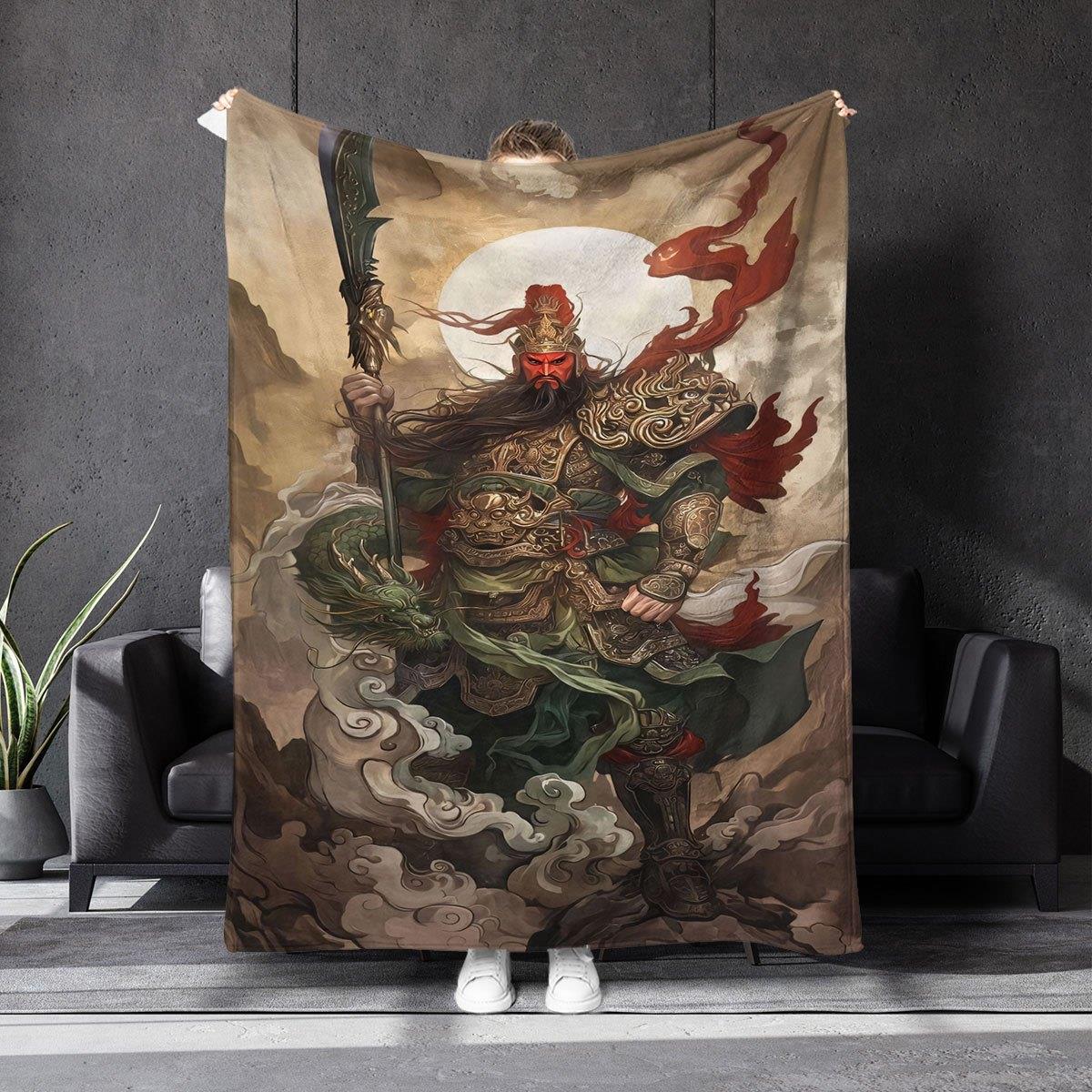 

Mythical powerful warrior pattern Flannel printed blanket suitable for all seasons suitable for living room office sofa travel 75x90cm28x39in