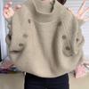 Women Fashion Ageing Half-high Neck Long-sleeved Autumn Winter Warm Knitted Bottoming Sweater Large Size