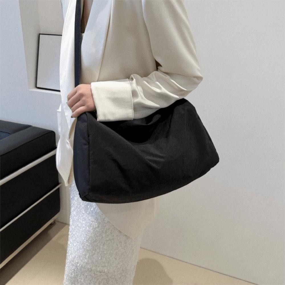Japanese Style Simple Crossbody Bag Solid Color Canvas Pillow Bag Versatile Shoulder Bag Student