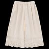 Girls' Summer Cotton-Linen Cropped Straight-Leg Pants with Lace Trim