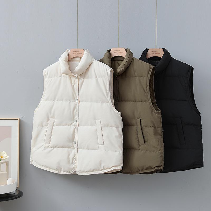 2024 Korean Style Women's Lightweight White Duck Down Vest, Winter Loose Fit, Trendy Plus Size Outerwear.