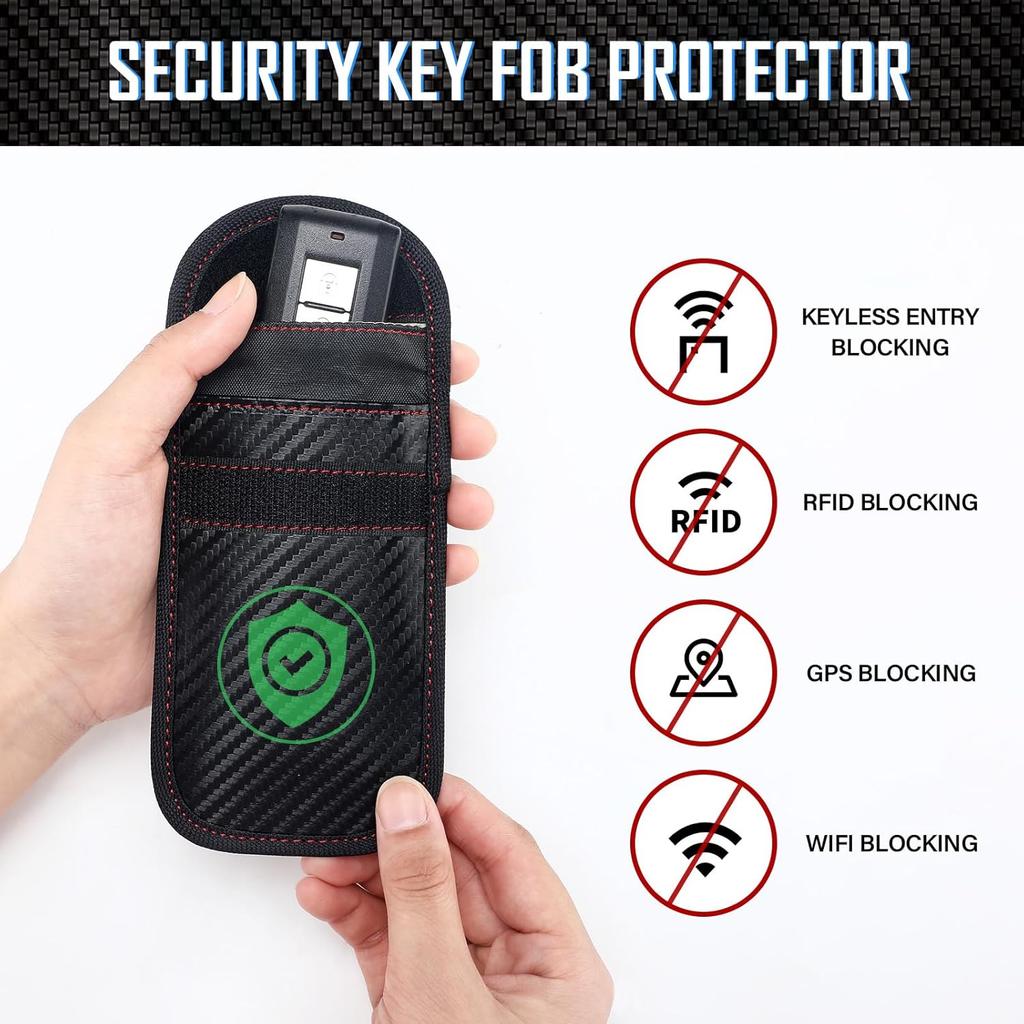 Tallew Faraday Bag For Key Protectors Fob 4 Pcs, Faraday Cage Protector, Car RFID Signal Key Fob Protector, Double Layers
