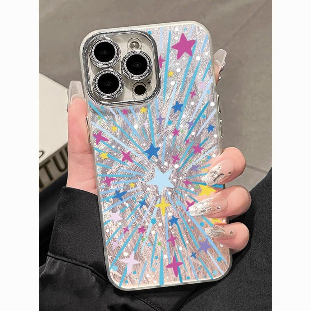 

Glitter Feather Yarn Rhinestone Lens Cover for Apple 17 Pro Max 14/15, Hard Shell Drop-Proof for Full Lens Coverage iPhone 15 Plus