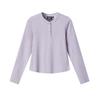 White Purple Solid Henley Casual T-Shirt Women Tops F11W633201FVT