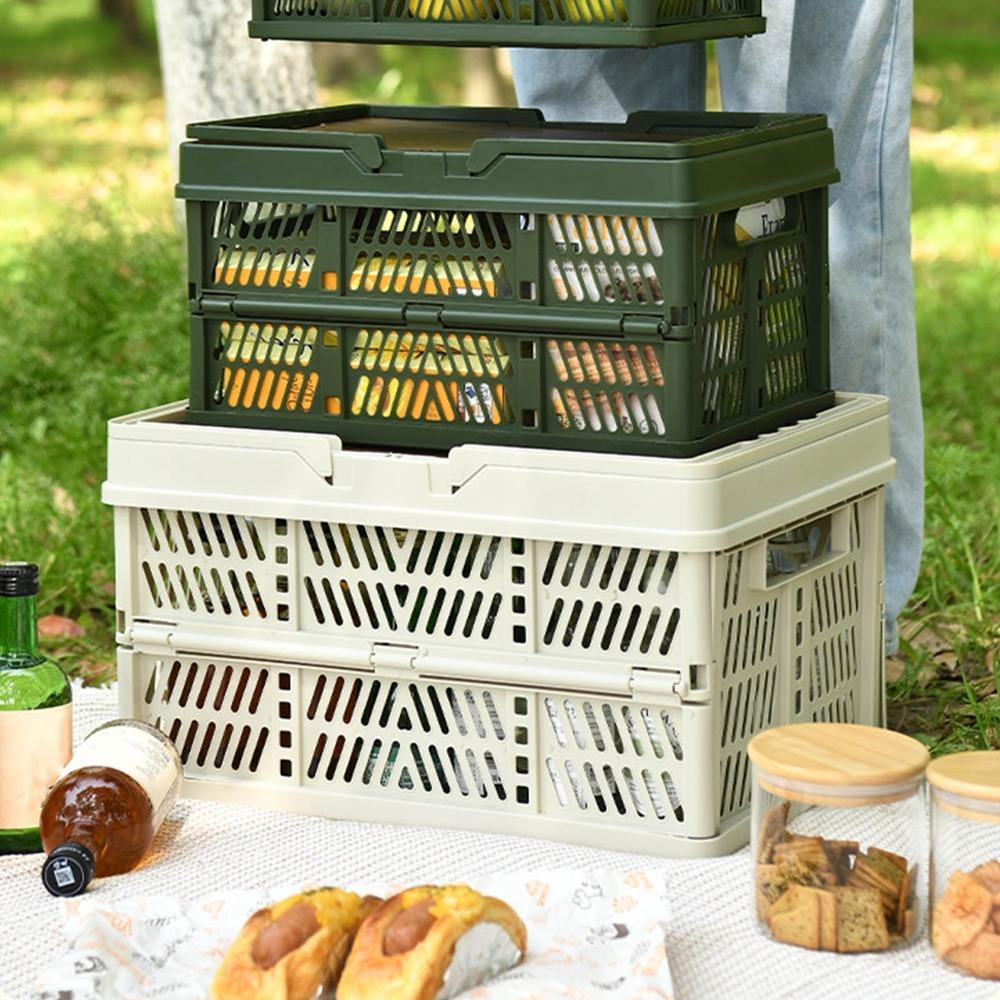 Foldable Camping Storage Basket Large Capacity Foldable Camping Basket Camping Storage Box Picnics белый