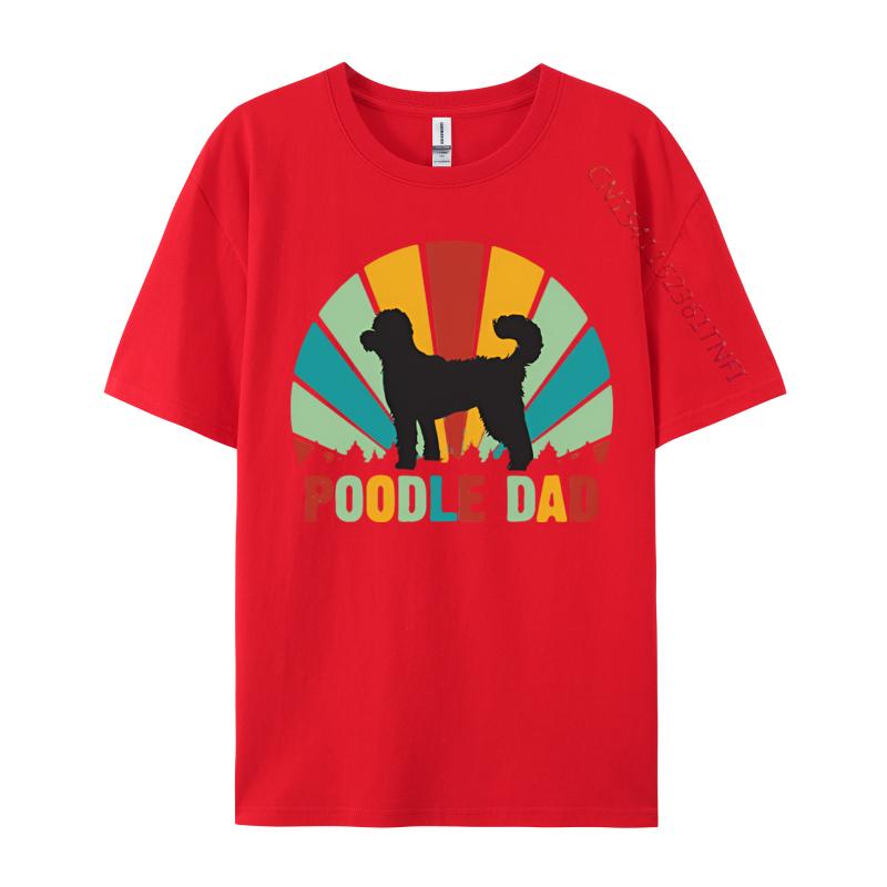 Retro Poodle Dad Funny Poodle Fathers Tshirt Print Tshirt Comfortable Breathable Casual Fashion TShirt Mens Streetwear