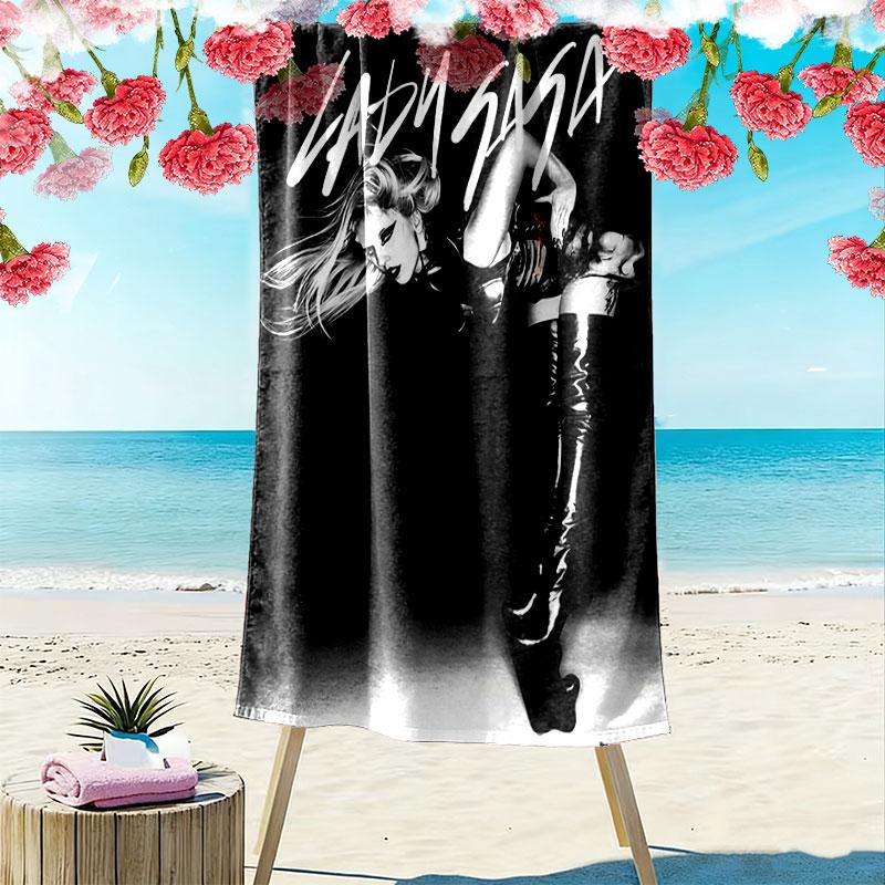 Lady Gaga Print Beach Towel, Large Soft Quick Dry Towel for Beach Camping Swimming