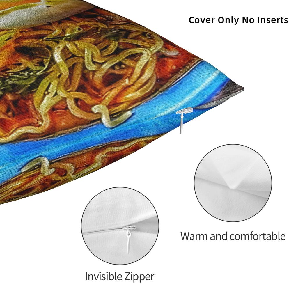 Spicy Shrimp Combination Noodles Pillowcases  Kawaii Pillow Case For Living Room Chair Soft Pillow Cover