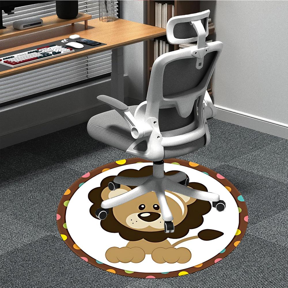 

1pc Lion Print Chair Carpet for Office Machine Washable Rug for Office, Good Gift for Family or Friends yy251225189 80cm by 80cm