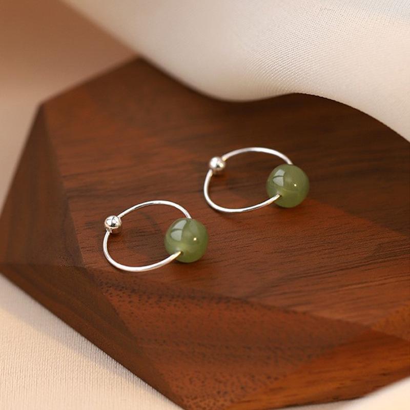 Small Hoop Earrings Silver Natural Round Pendant Hypoallergenic Long-Lasting Shine for Daily Dating Bridesmaid Gift