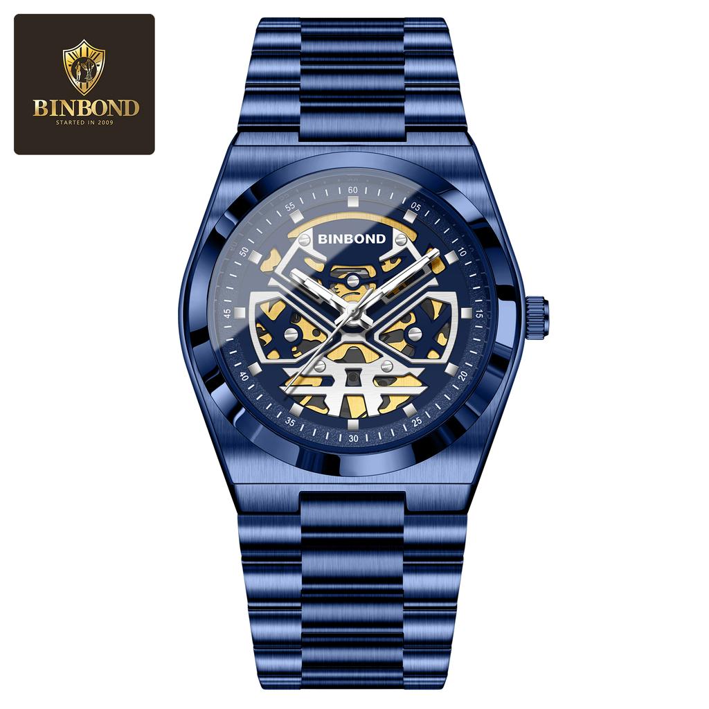 BINBOND Herrenuhren Quarz Businessuhren Herrenuhr Luxus Skelettuhr Herren Wasserdichte Leuchtende Uhr für Herren