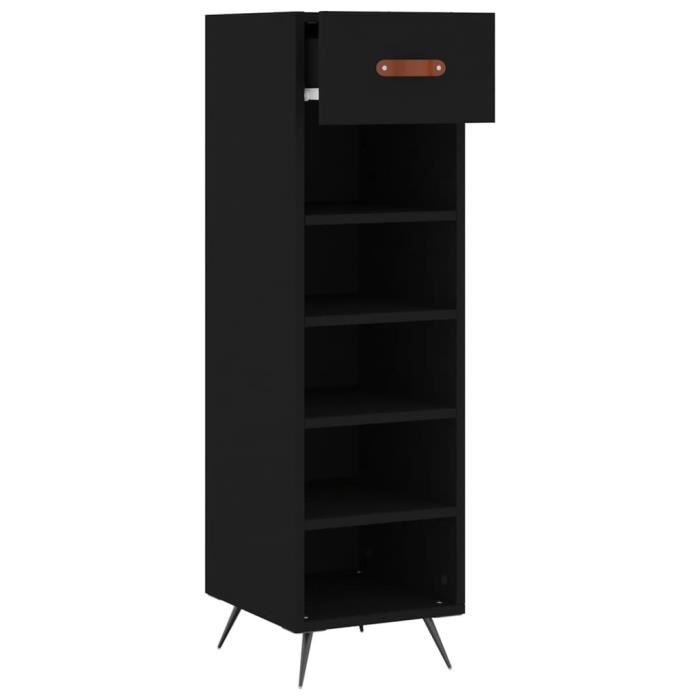 VidaXL Armoire à chaussures noir 30x35x105 cm bois d'ingénierie 829645