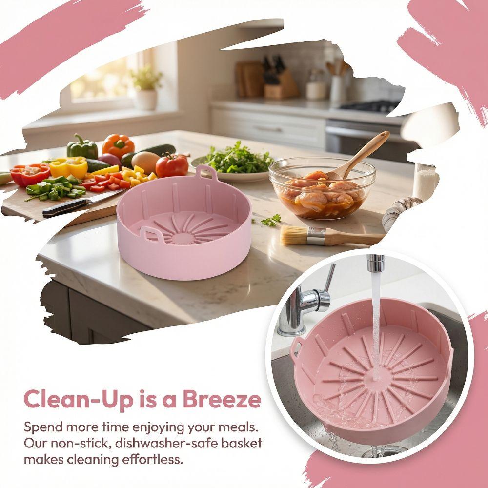 Bakeware Accessory Silicone Silicone Pot Reusable Dishwasher Safe Fryer Basket Non Stick Flexible Fryer Tray Baking and Frying