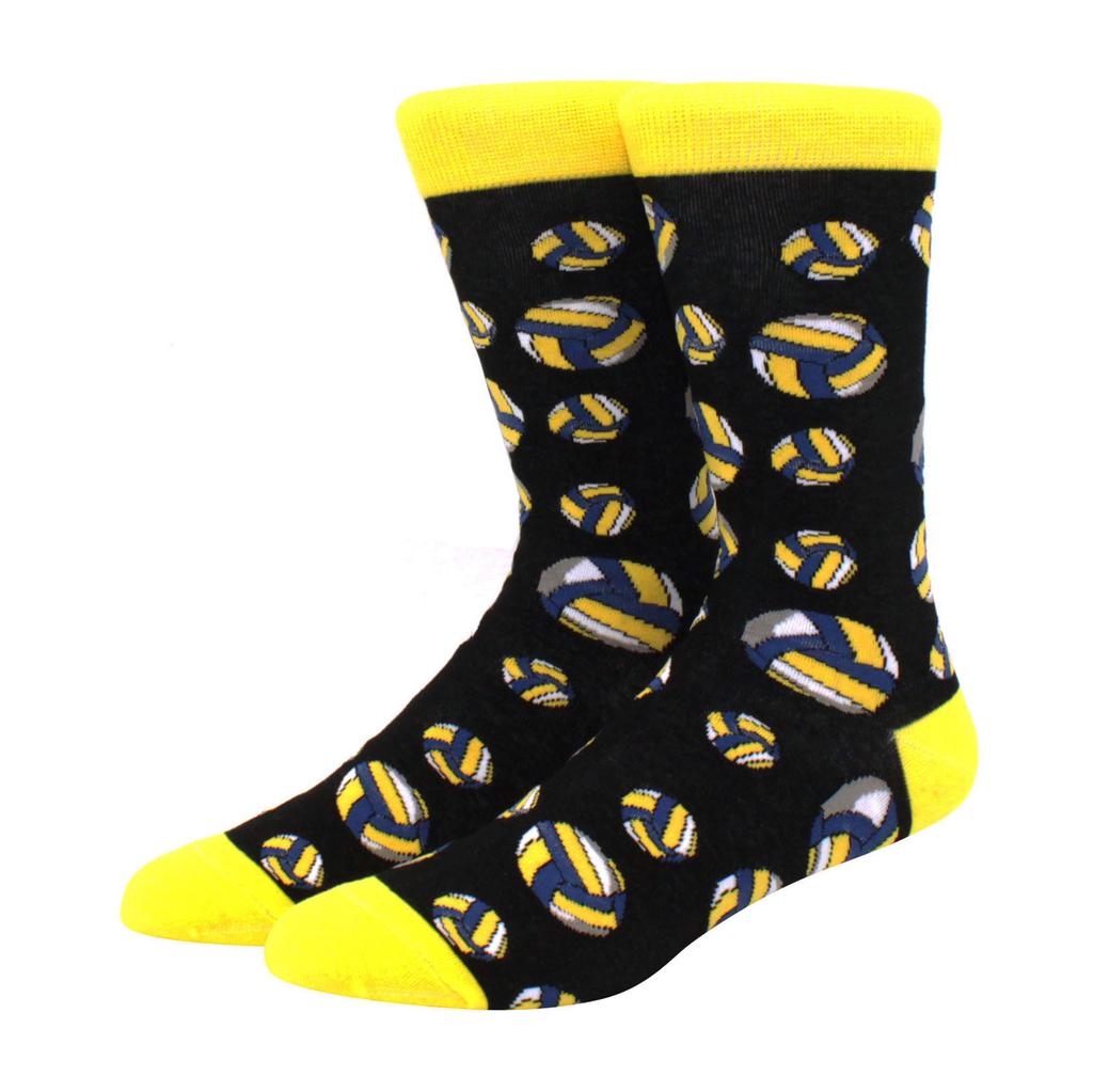 1 Pair Men's Fun Hip Hop Skateboard Beer Happy Art Print Mid Socks, EU38-46