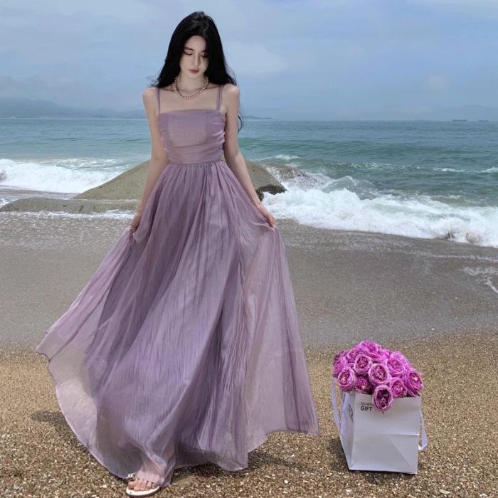 Chiffon Mesh Slim Waist Suspender Long Skirt - 2024 Style Women's Fashion