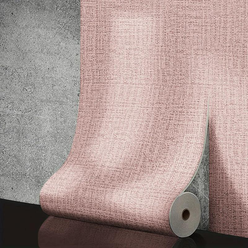 PVC linen 3D foam solid color thickened waterproof and moisture-proof self-adhesive wallpaper kitchen bedroom background wall