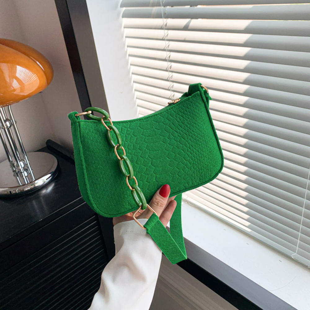 Fashi Felt Cloth Pattern Shoulder Bags For Women Small Handle Underarm Bag Clutch Luxury Solid Color Female Handbag With Purse