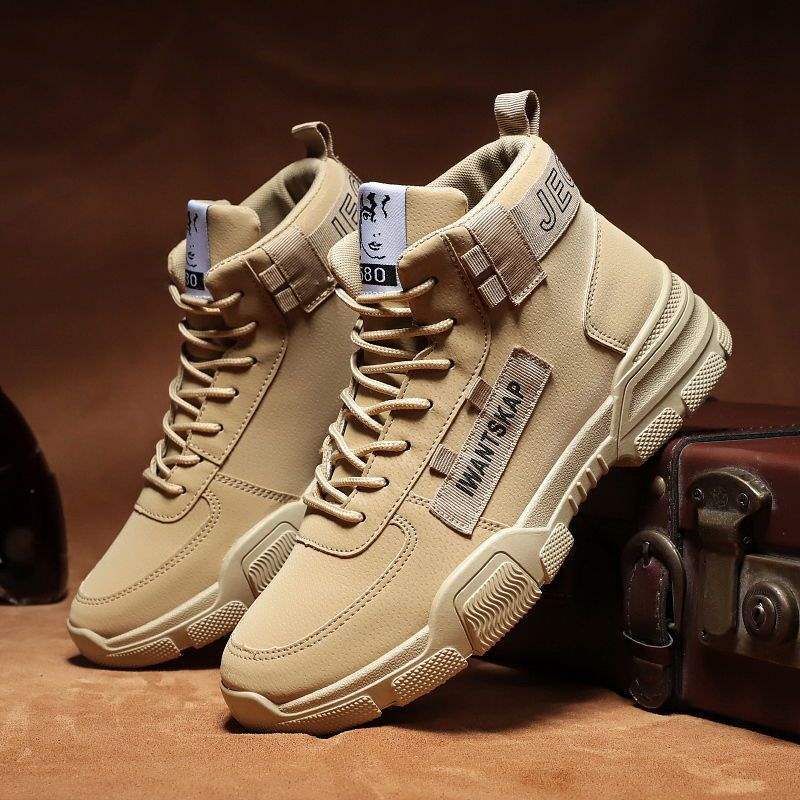 Autumn New Martin Boots Men's Casual High-top Men's Shoes Korean Version Trendy Versatile Winter Velvet Snow Tooling Boots