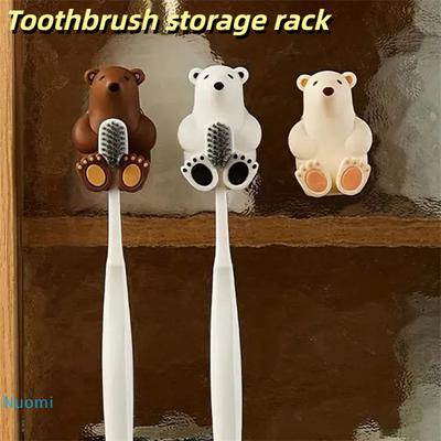 Wall Mounted Suction Cup Racks Adorable Polar Bear Toothbrush Holder Creative Home Punch-free Storage Rack Household Items
