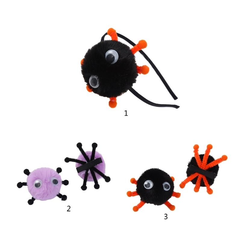 Punk Cool Mädchen Stirnband Haarspange Plüschkugelform Stereo Haarnadel Elastische Haarspange für Mädchen Halloween Haarstyling