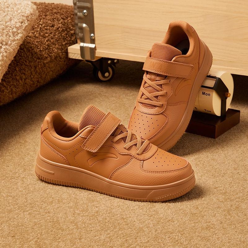 Anta Fashionable Comfortable Wear-Resistant Lightweight Shock-Absorbing Non-Slip Low-Top Kids Skate Shoes Kids Sneakers Milk-Brown A12448088-7