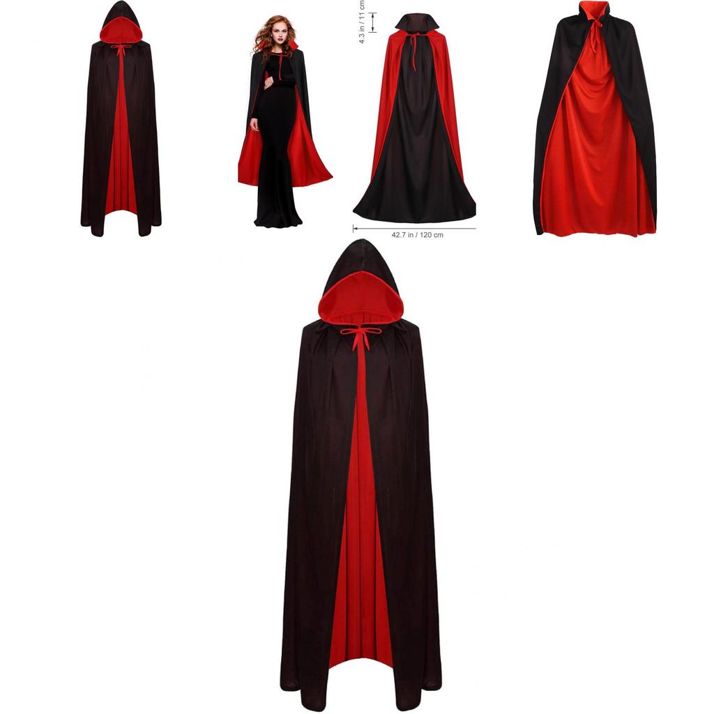 Vampire Costume Cloak With Hood For Halloween Cosplay Adults Dress Up Prop