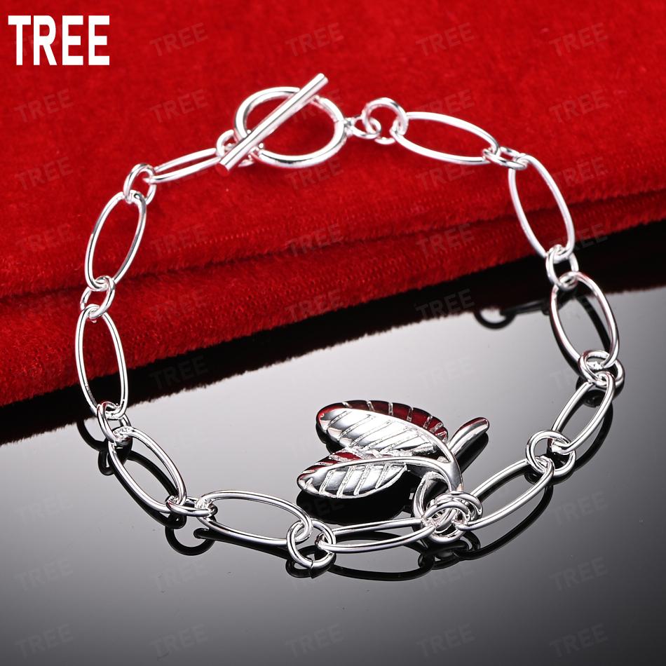 Exquisite 925 Sterling Silver Double Leaf Bracelet A Charming Gift for Banquets and Jewelry
