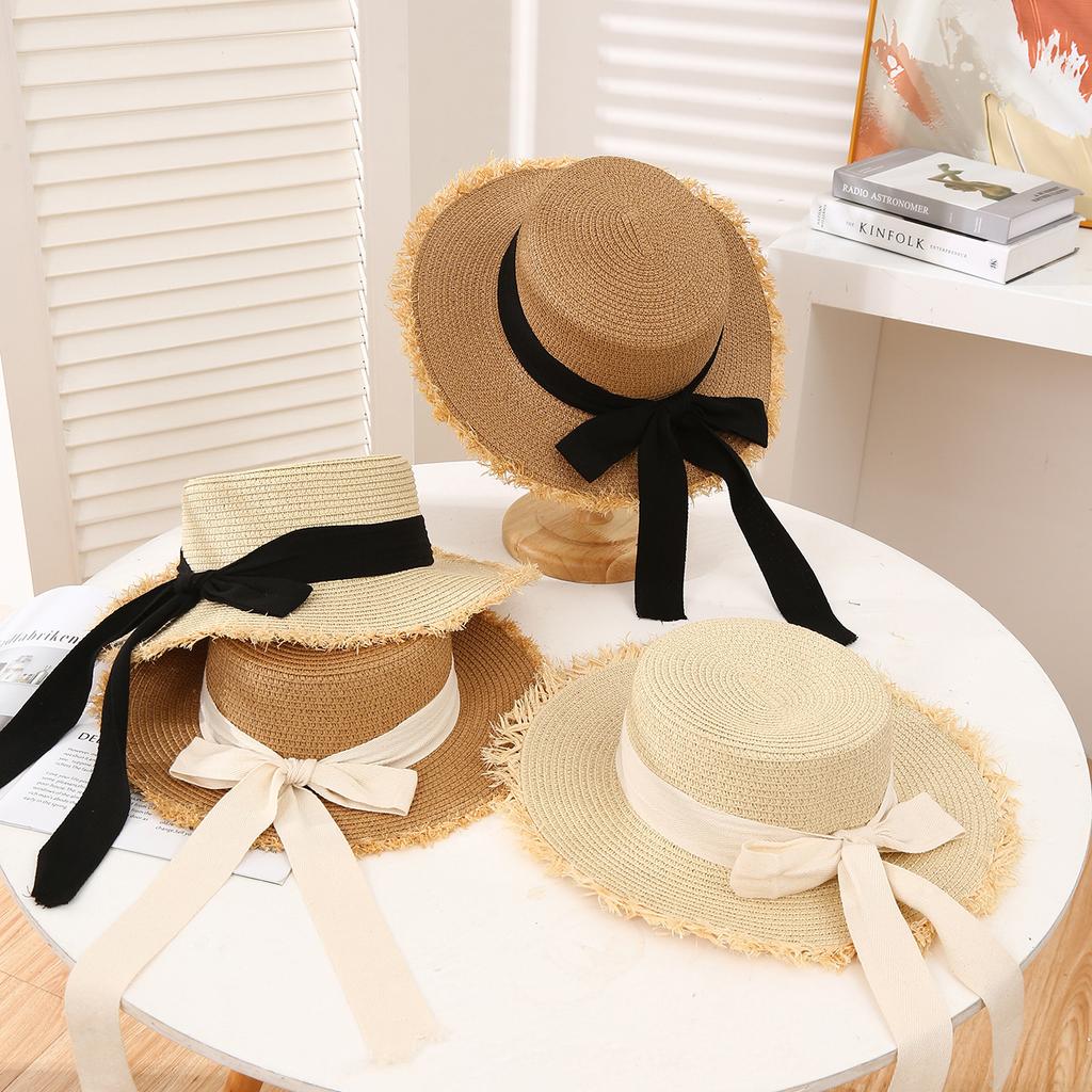 Sommer Sonnenschutz Strohhut Eltern-Kind Mutter Tochter Outdoor Breiter Rand Spitze Gewebt Strand Sonnenhut für Erwachsene und Baby