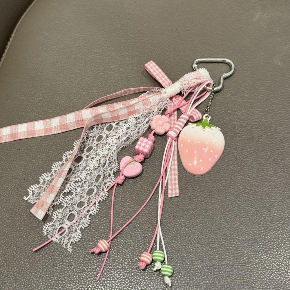 Bag Decoration Strawberry Bag Charms Girl Heart Girl Sweet  Key Chain  Birthday Kids Gift