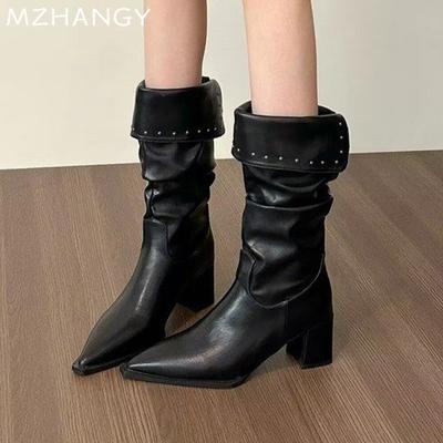 Stivaletti da Neve Punta Affilata in Pelle da Donna Moda Vestito Caldi Confortevoli Chelsea Boots Donna Tendenza 2025 Nuovo Inverno Sexy Botas Mujer