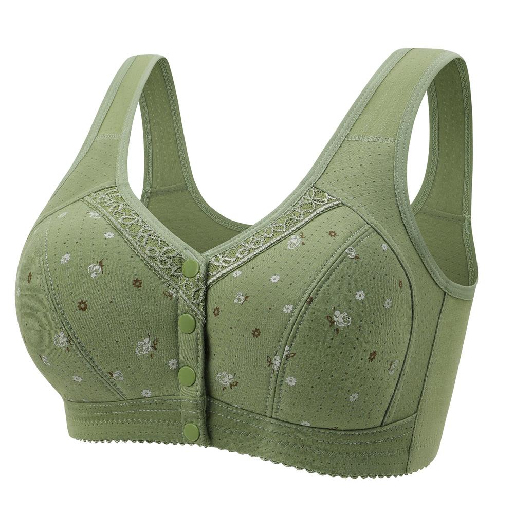 Floral Front Button Wireless Comfort Everyday Bra