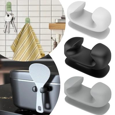 Multi-function Rice Paddle Holder Self Adhesive Waterproof Hook Plug Holder Portable Spoon Rice Shovel Rack Kitchen Gadget