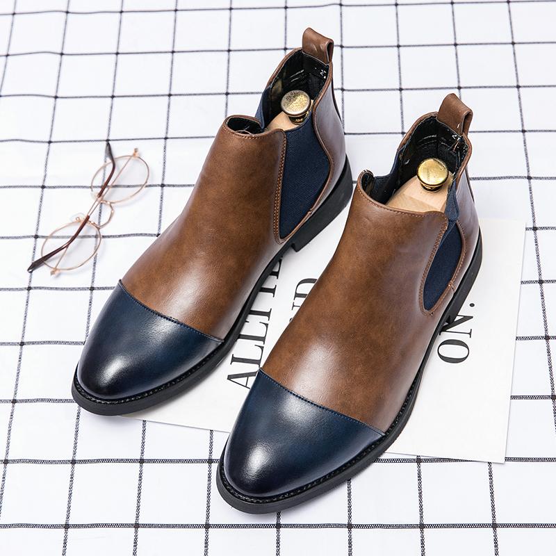 Fashion Designer Men's Chelsea Boots Patchwork Oxford Business Boots For Men Luxury Brand Italy Style Boots Moccasins Formal Dress Shoes
