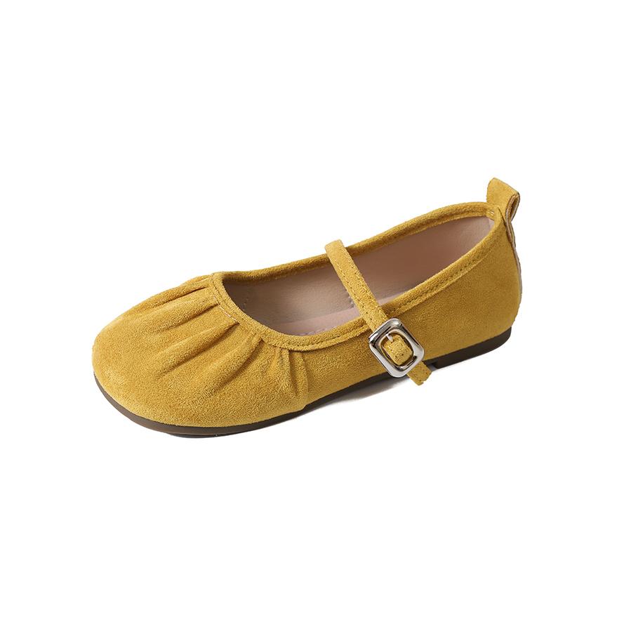 LazySeal Flat With Women Loafers Cow Suede Soft Flats Woman Casual Shoes Yellow Pleated Loafers Comfortable Footwear Big Size 43