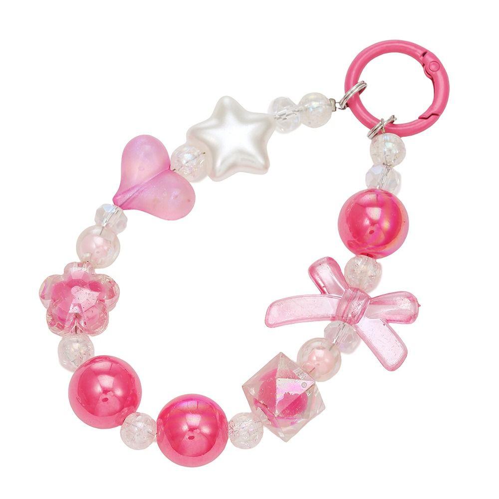 Cartoon Beaded Phone Charm Candy Colored Bag Pendant New Phone Wrist Strap  Phone Accessories