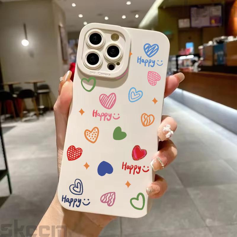 Colorful Small Love Heart Silicone Soft Phone Case For iPhone 17 16 15Pro Max 11 12 13 14Pro Plus shockproof & anti-fall cover