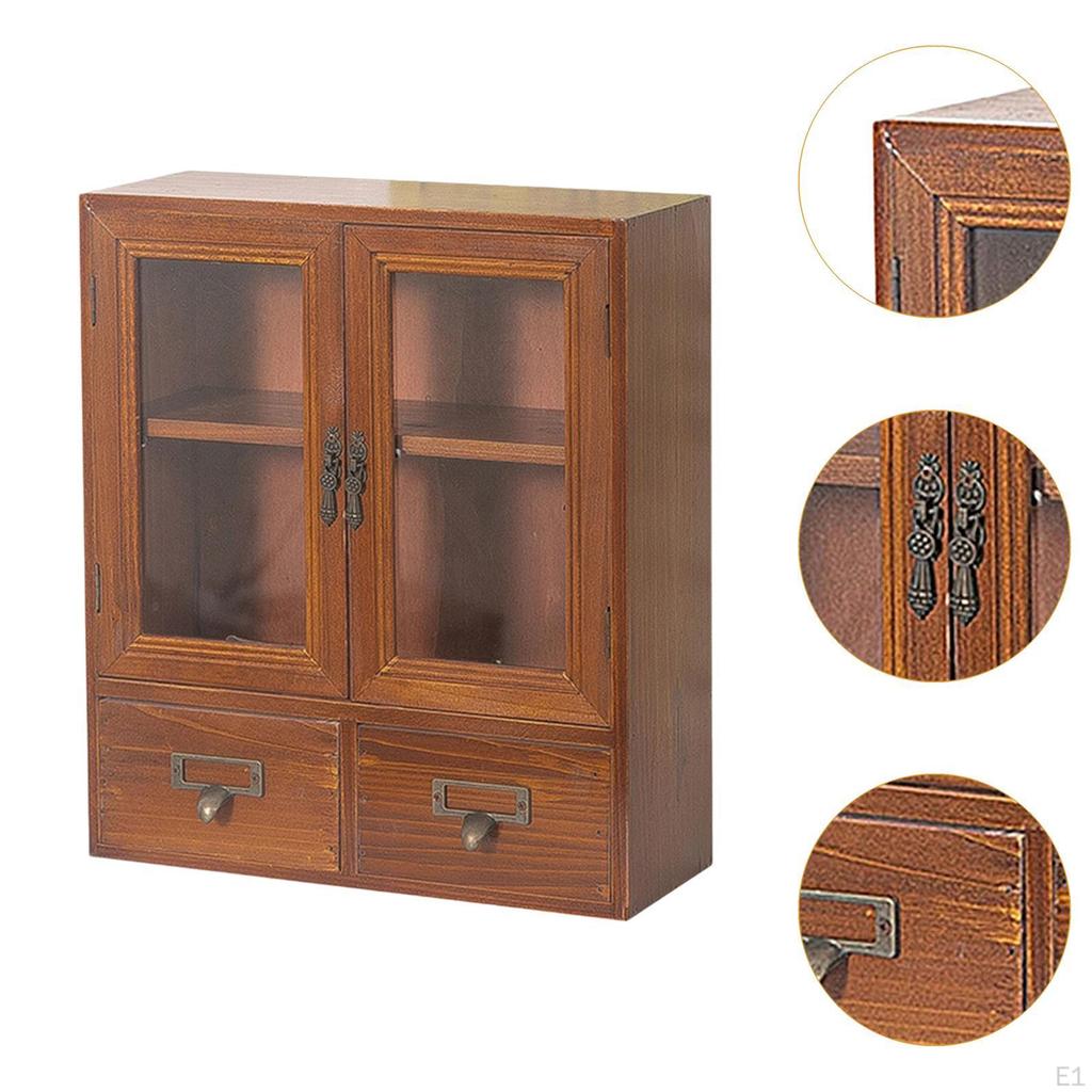 Dulap de Depozitare Organizator de Birou Bufet Decor Acasă Mobilier Retro Consumabile Afișaj Rustic din Lemn