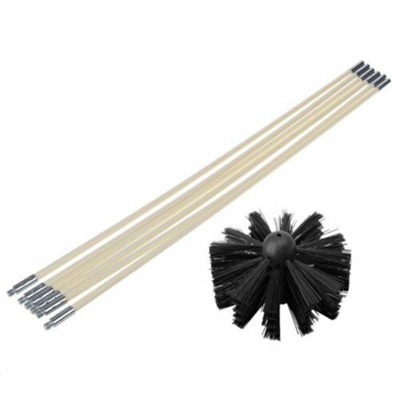 Chimney Brush 100/600mm Long Handle Flexible Rod 100mm Brush Head For Chimney Dryer Pipe Fireplace Inner Wall Roof Cleaning Tool